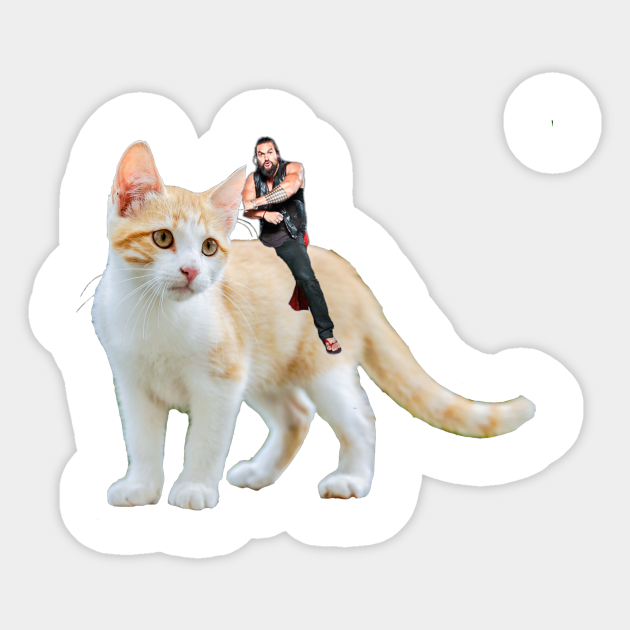 Jason Momoa Riding a Cat Cat Sticker TeePublic